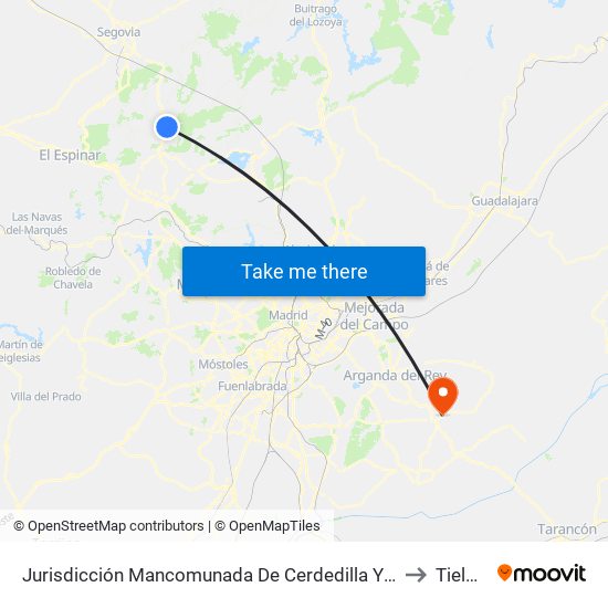 Jurisdicción Mancomunada De Cerdedilla Y Navacerrada to Tielmes map