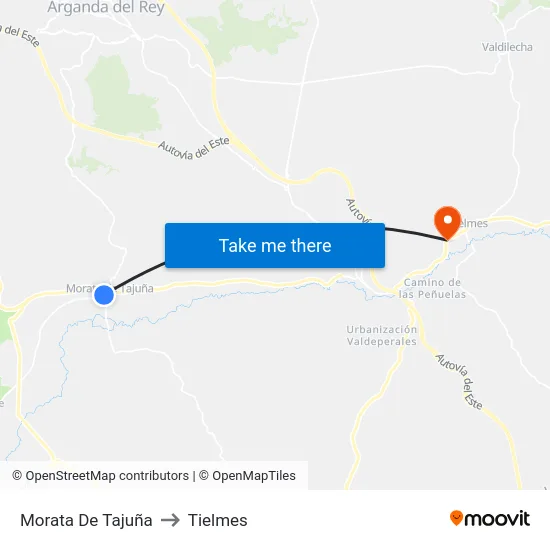 Morata De Tajuña to Tielmes map