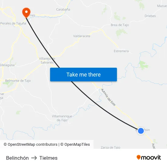 Belinchón to Tielmes map