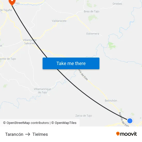 Tarancón to Tielmes map