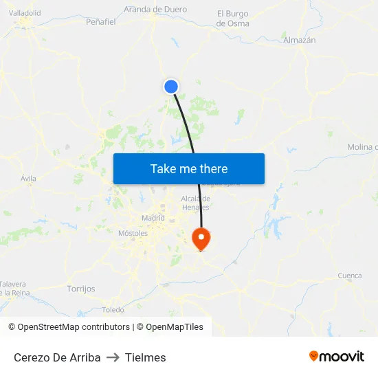 Cerezo De Arriba to Tielmes map