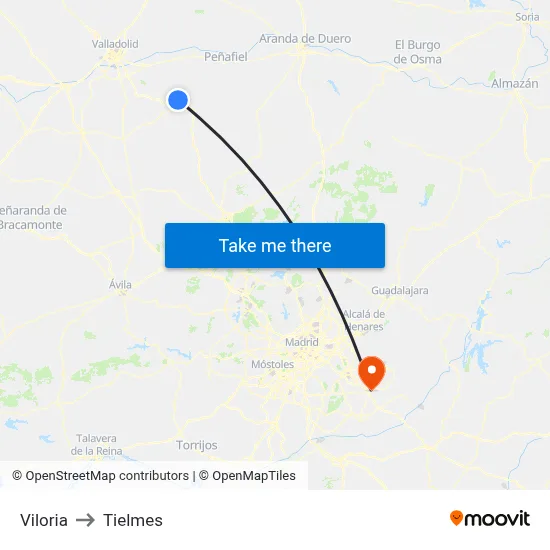 Viloria to Tielmes map