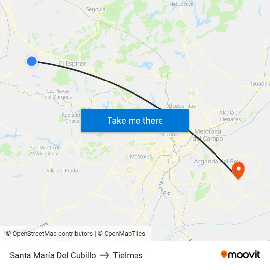 Santa María Del Cubillo to Tielmes map