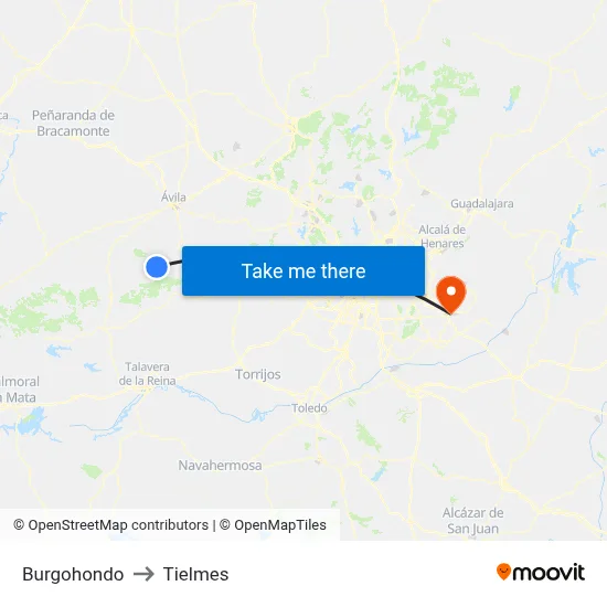 Burgohondo to Tielmes map