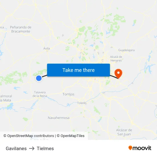 Gavilanes to Tielmes map