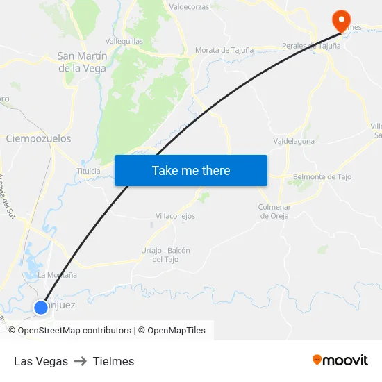 Las Vegas to Tielmes map