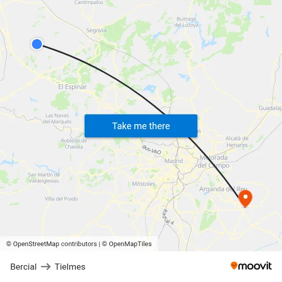 Bercial to Tielmes map