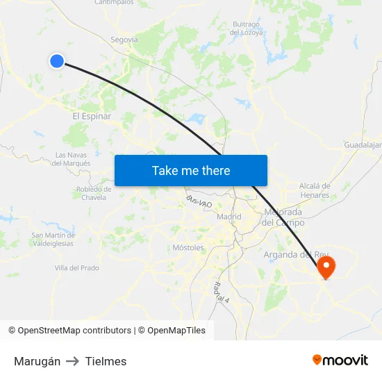 Marugán to Tielmes map