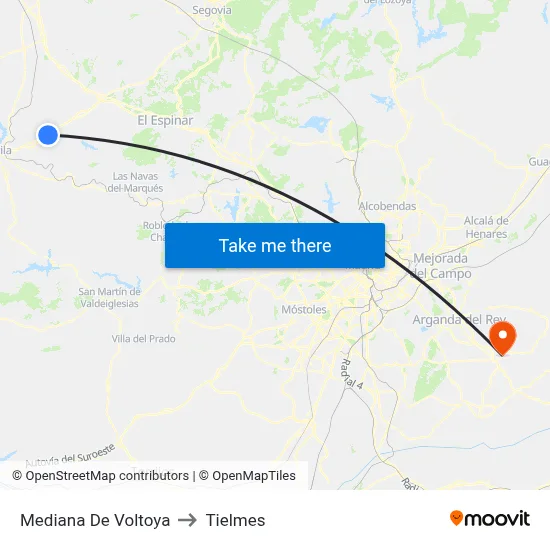 Mediana De Voltoya to Tielmes map