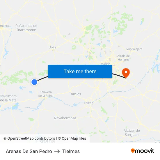 Arenas De San Pedro to Tielmes map