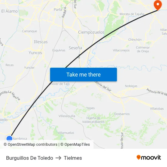 Burguillos De Toledo to Tielmes map