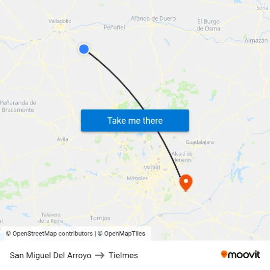 San Miguel Del Arroyo to Tielmes map