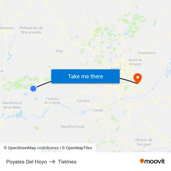 Poyales Del Hoyo to Tielmes map