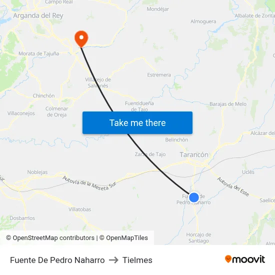 Fuente De Pedro Naharro to Tielmes map