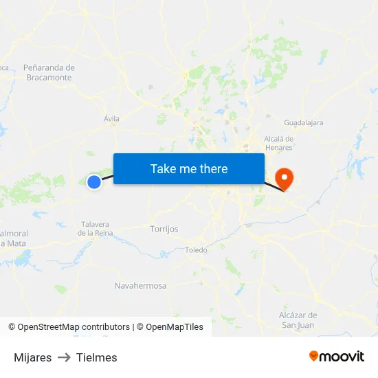 Mijares to Tielmes map