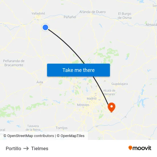 Portillo to Tielmes map
