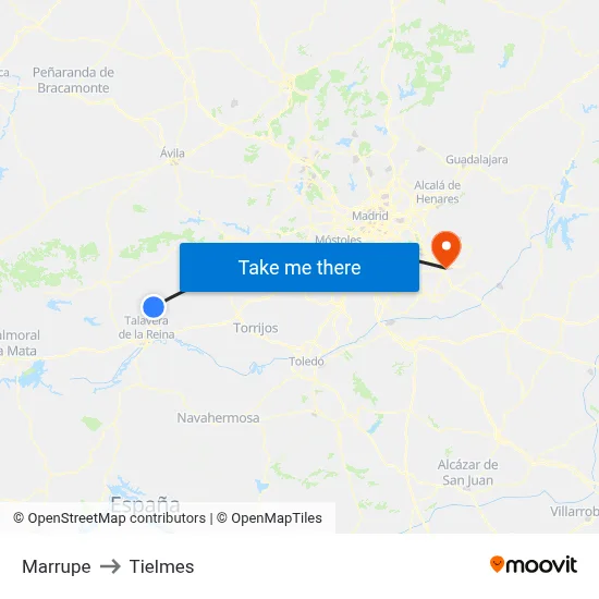 Marrupe to Tielmes map