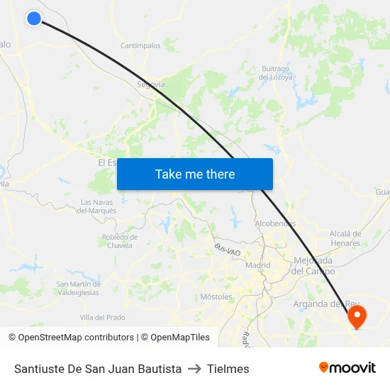 Santiuste De San Juan Bautista to Tielmes map