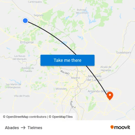 Abades to Tielmes map