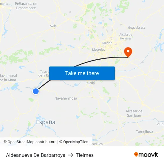 Aldeanueva De Barbarroya to Tielmes map
