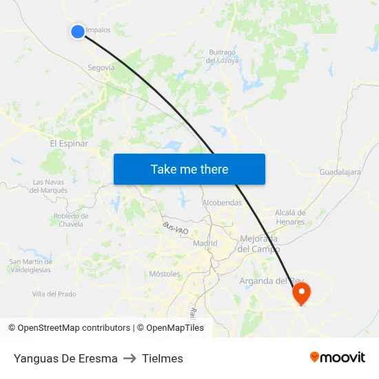Yanguas De Eresma to Tielmes map
