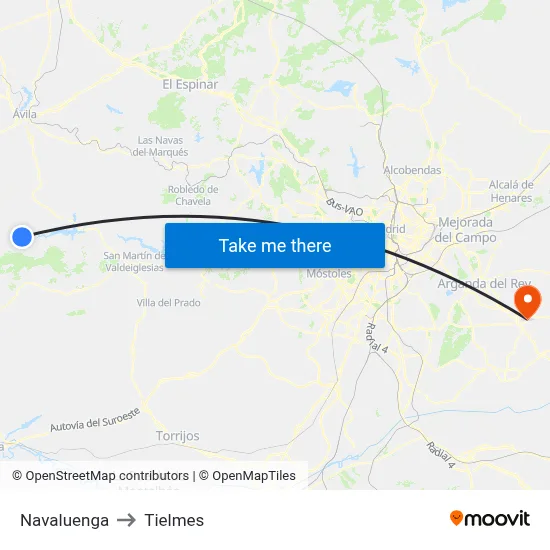 Navaluenga to Tielmes map