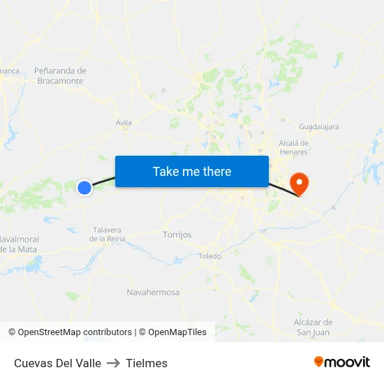 Cuevas Del Valle to Tielmes map