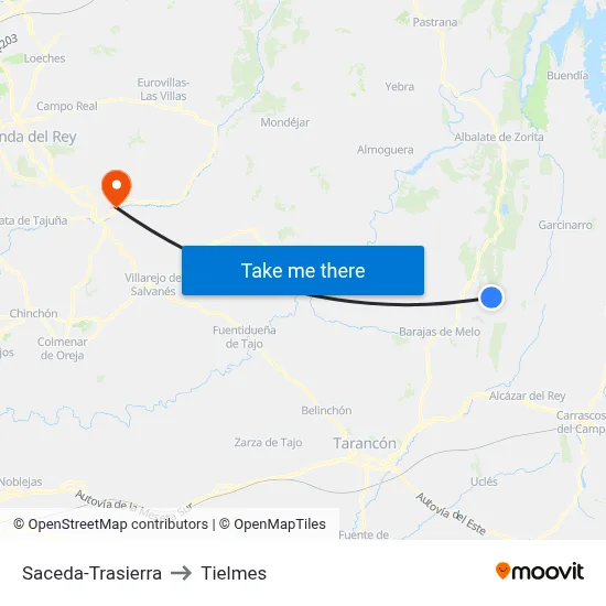 Saceda-Trasierra to Tielmes map