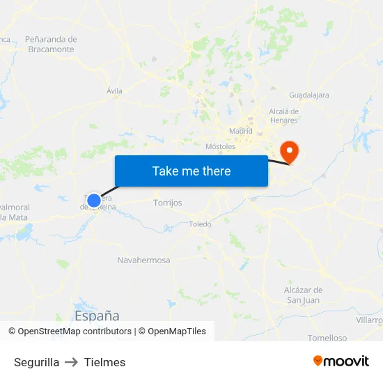 Segurilla to Tielmes map