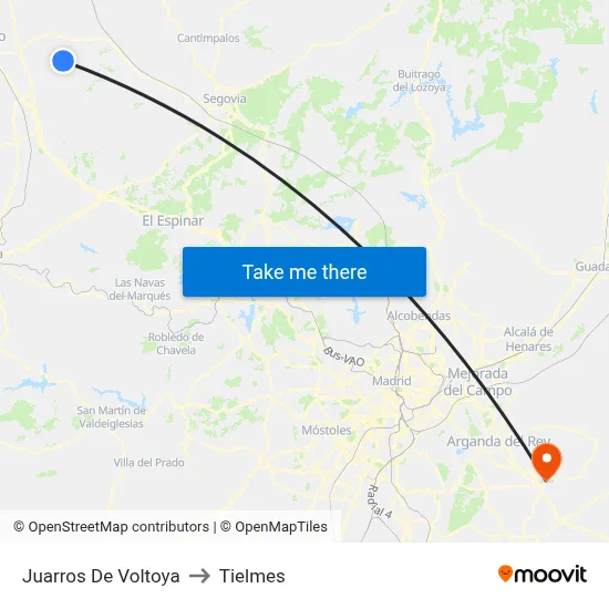 Juarros De Voltoya to Tielmes map