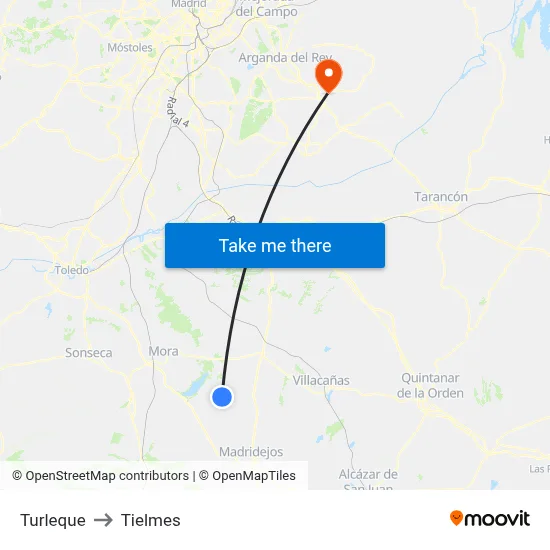 Turleque to Tielmes map