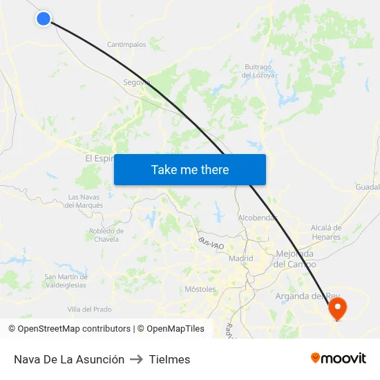 Nava De La Asunción to Tielmes map
