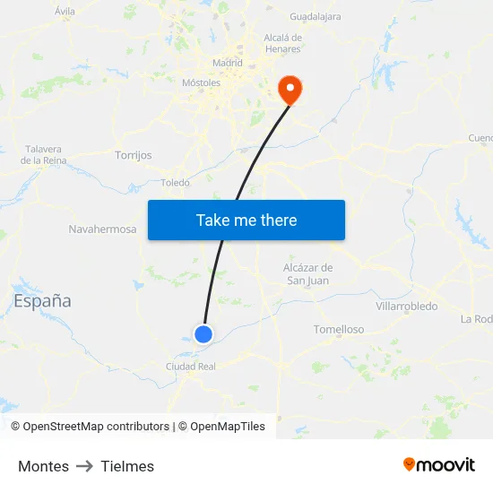 Montes to Tielmes map