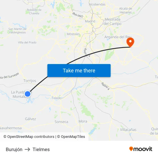 Burujón to Tielmes map