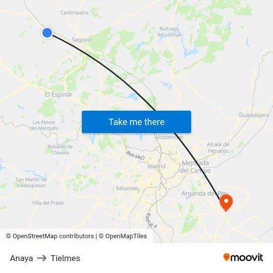 Anaya to Tielmes map