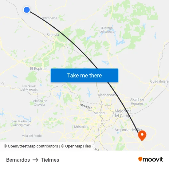 Bernardos to Tielmes map