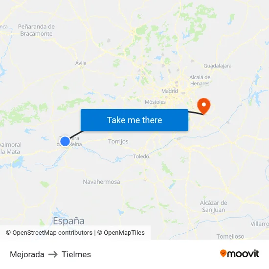 Mejorada to Tielmes map
