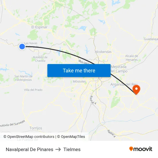 Navalperal De Pinares to Tielmes map