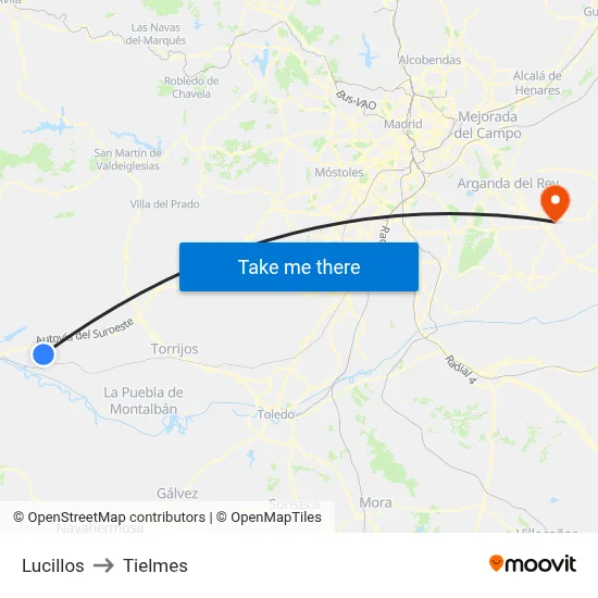 Lucillos to Tielmes map