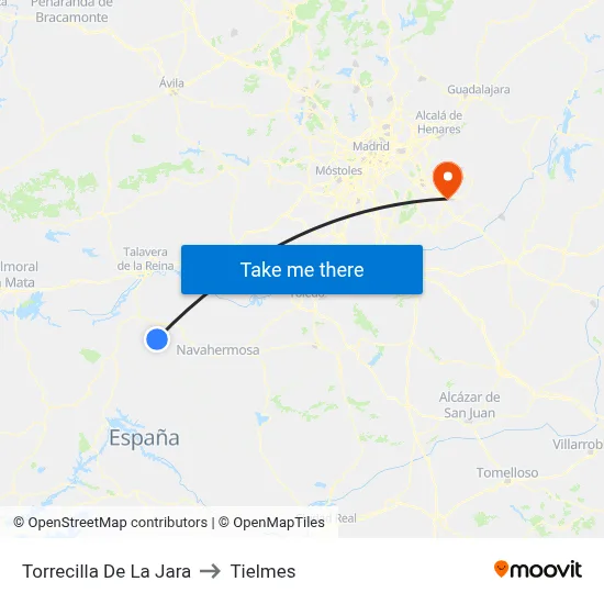 Torrecilla De La Jara to Tielmes map