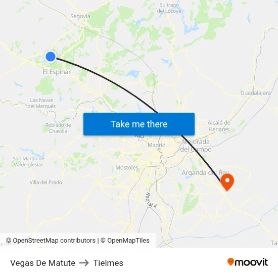Vegas De Matute to Tielmes map