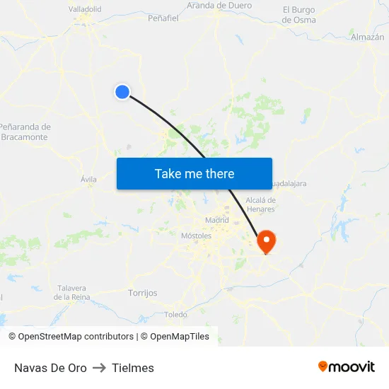 Navas De Oro to Tielmes map