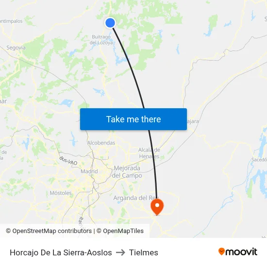 Horcajo De La Sierra-Aoslos to Tielmes map