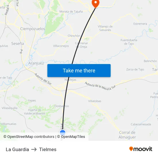 La Guardia to Tielmes map
