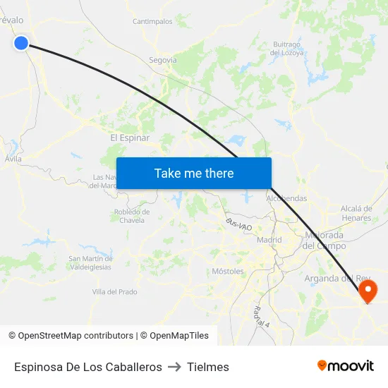 Espinosa De Los Caballeros to Tielmes map