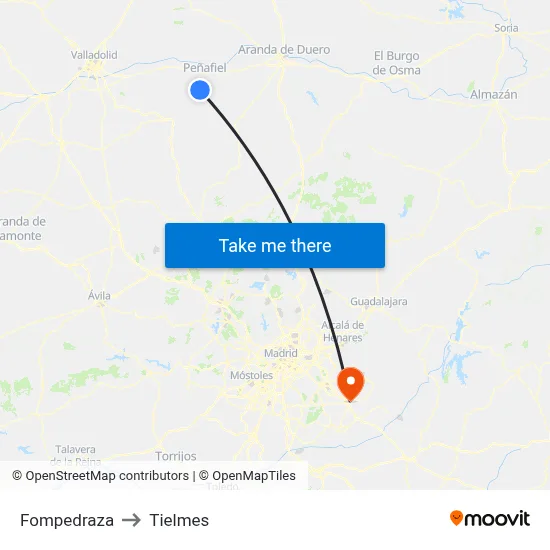 Fompedraza to Tielmes map