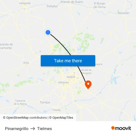 Pinarnegrillo to Tielmes map