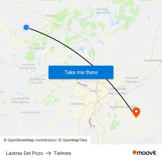 Lastras Del Pozo to Tielmes map