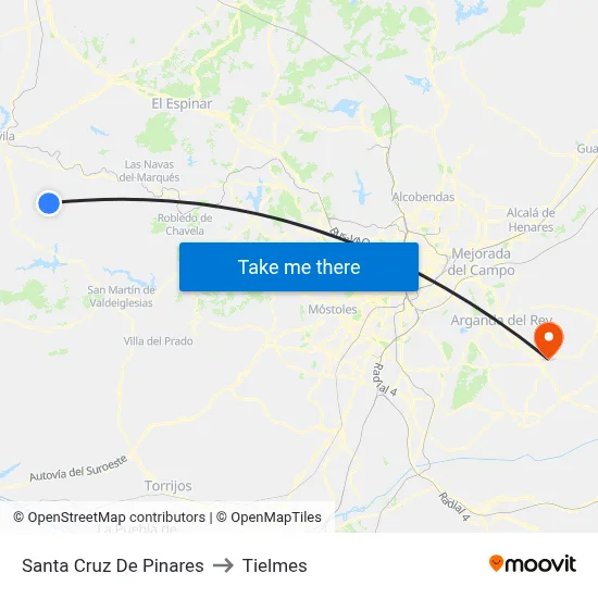 Santa Cruz De Pinares to Tielmes map