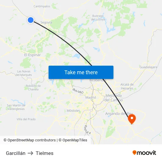Garcillán to Tielmes map